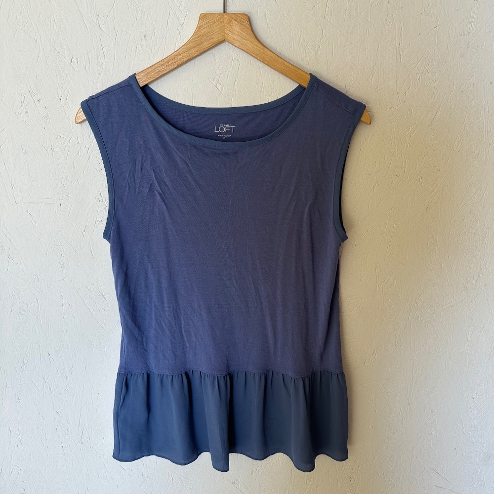 LOFT blue rayon tank top medium